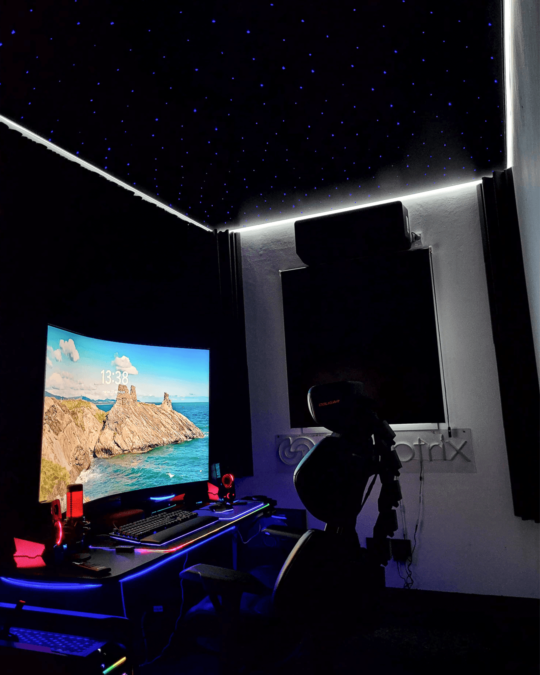 Cielorraso tensado estrellado sala gamer